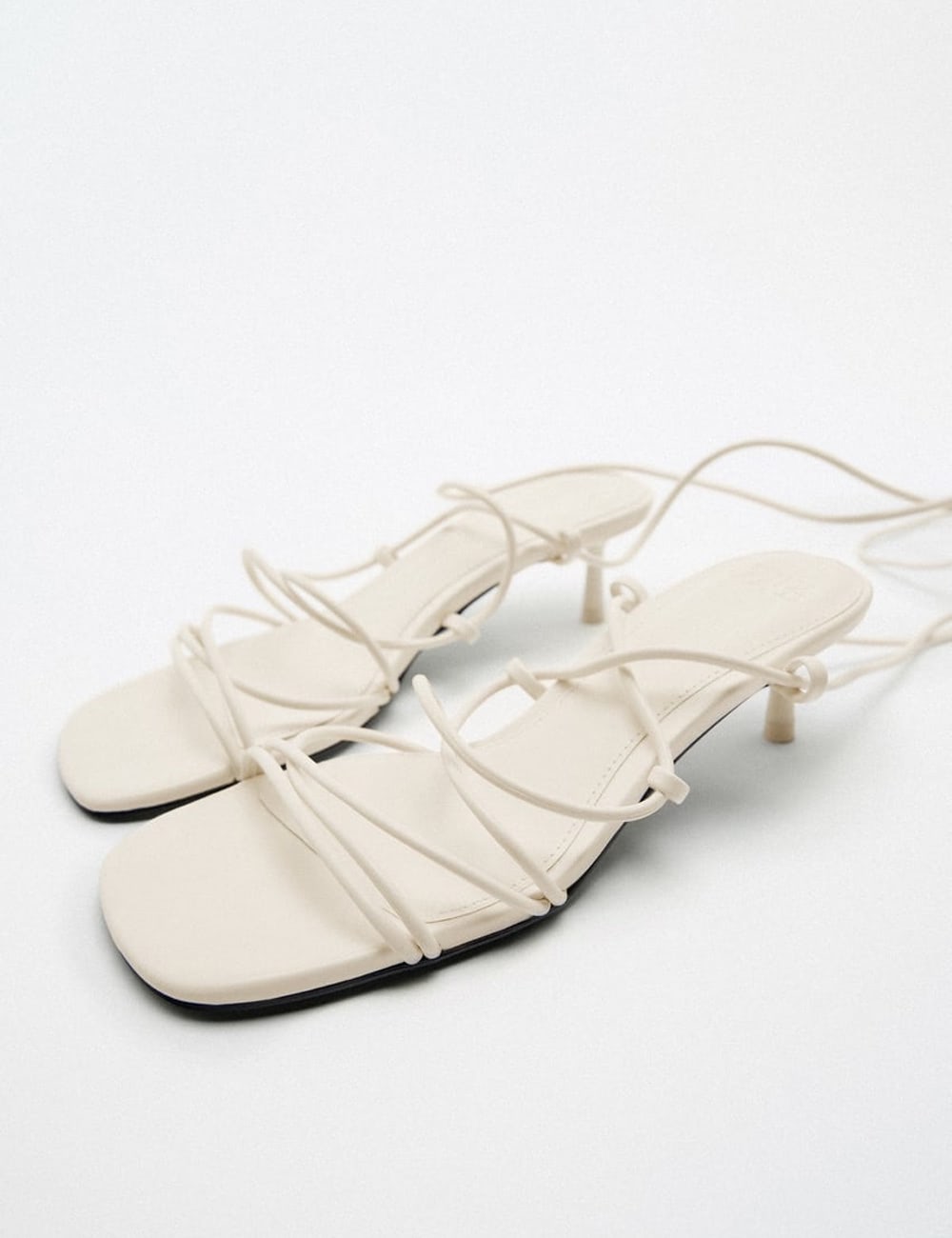 LACE UP KITTEN HEEL SANDALS