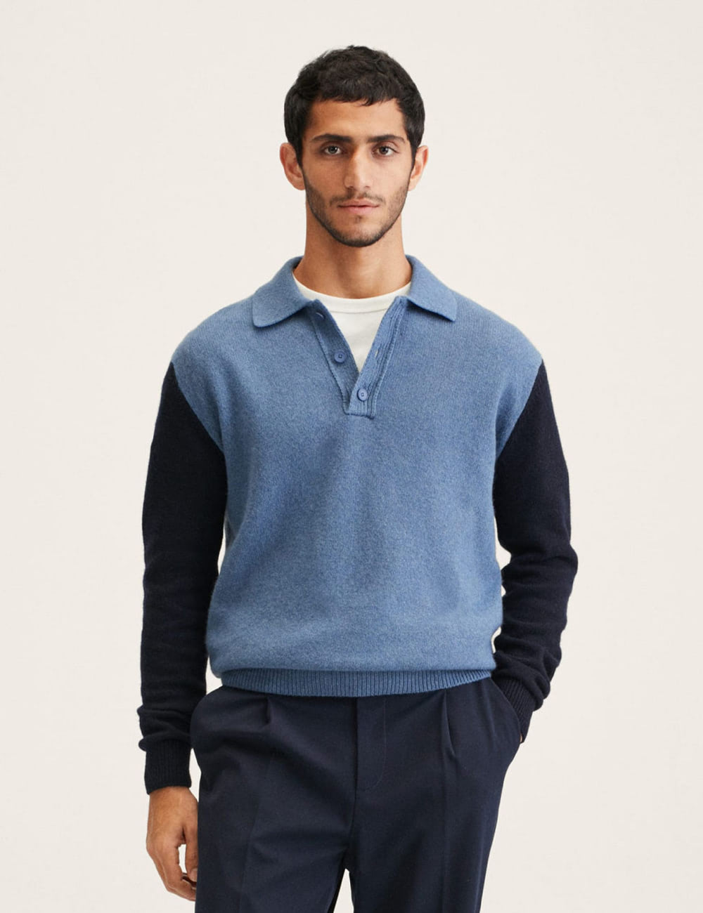 Cashmere wool knit polo shirt